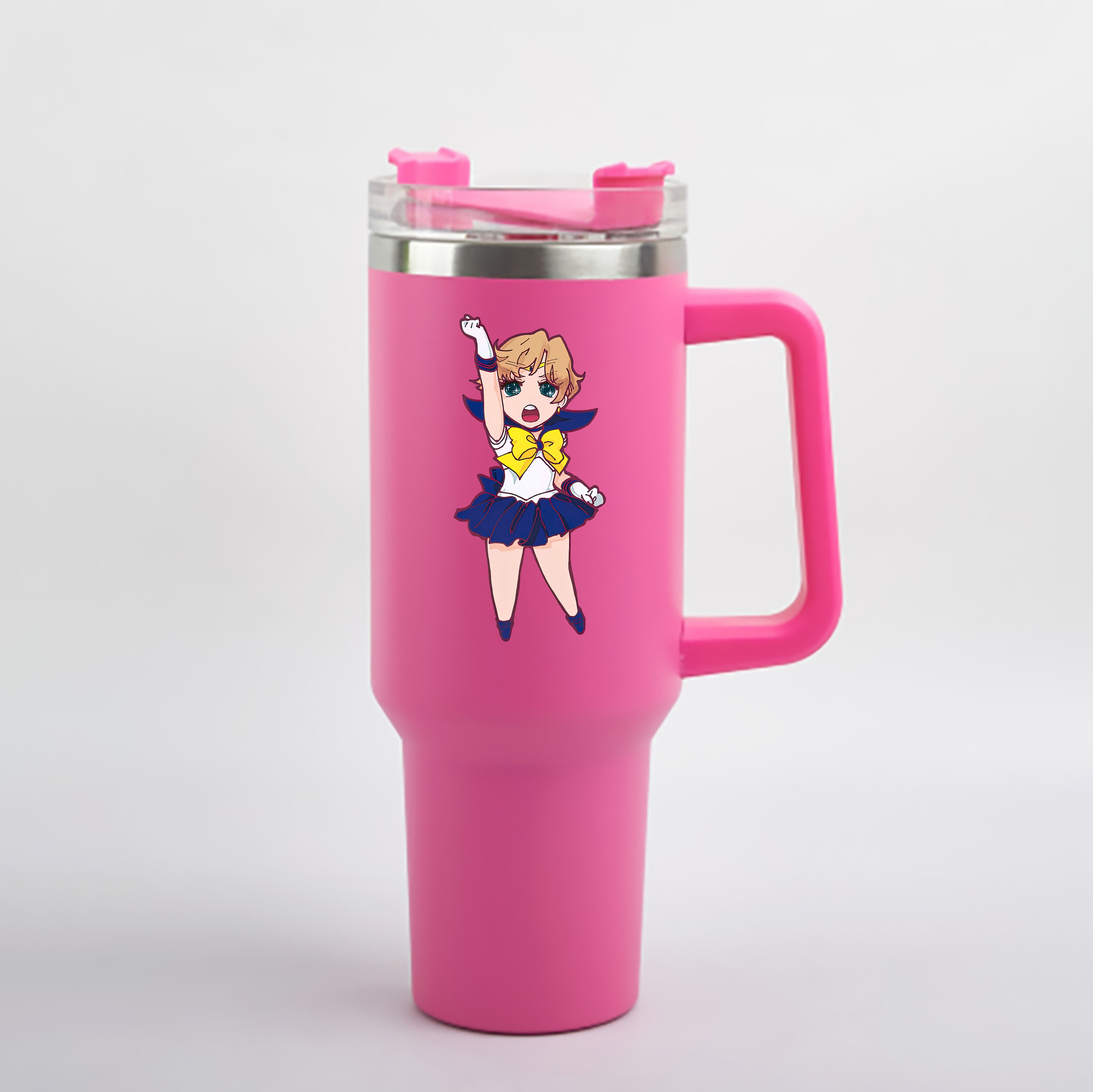 （画像用） 美少女戦士セーラームーン 天王はるか Sailor Moon Tenoh Haruka 1200mL車用タンブラー - クリスタルステッカー（プラスチックストロー付き）